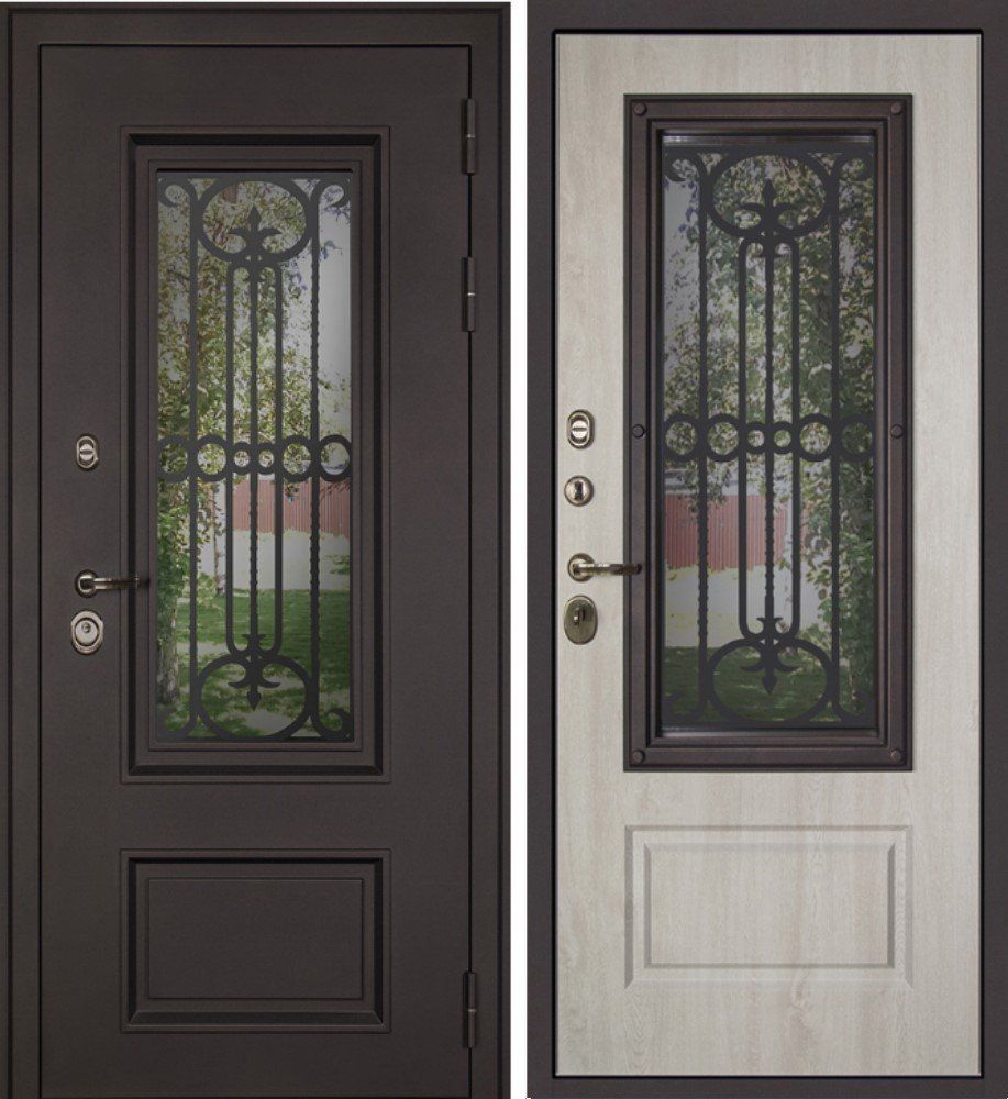 Дверь Аляска с Окном и Лазерной Резкой Терморазрыв DIS007259