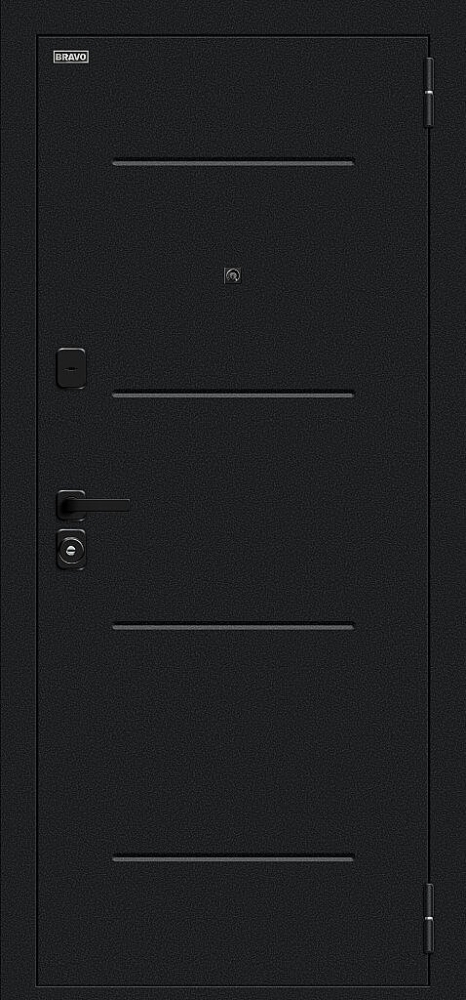 Дверь Техно/SBlack Букле черное/White Silk BR6200