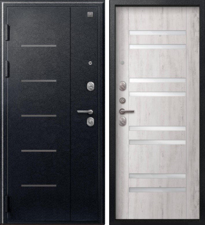 Дверь V-07 Черный муар - Дуб пепельный DIS007350